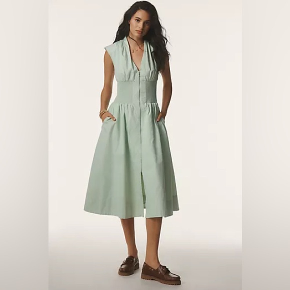 MAEVE 
The Tommie Zip-Front Midi Dress NWT
